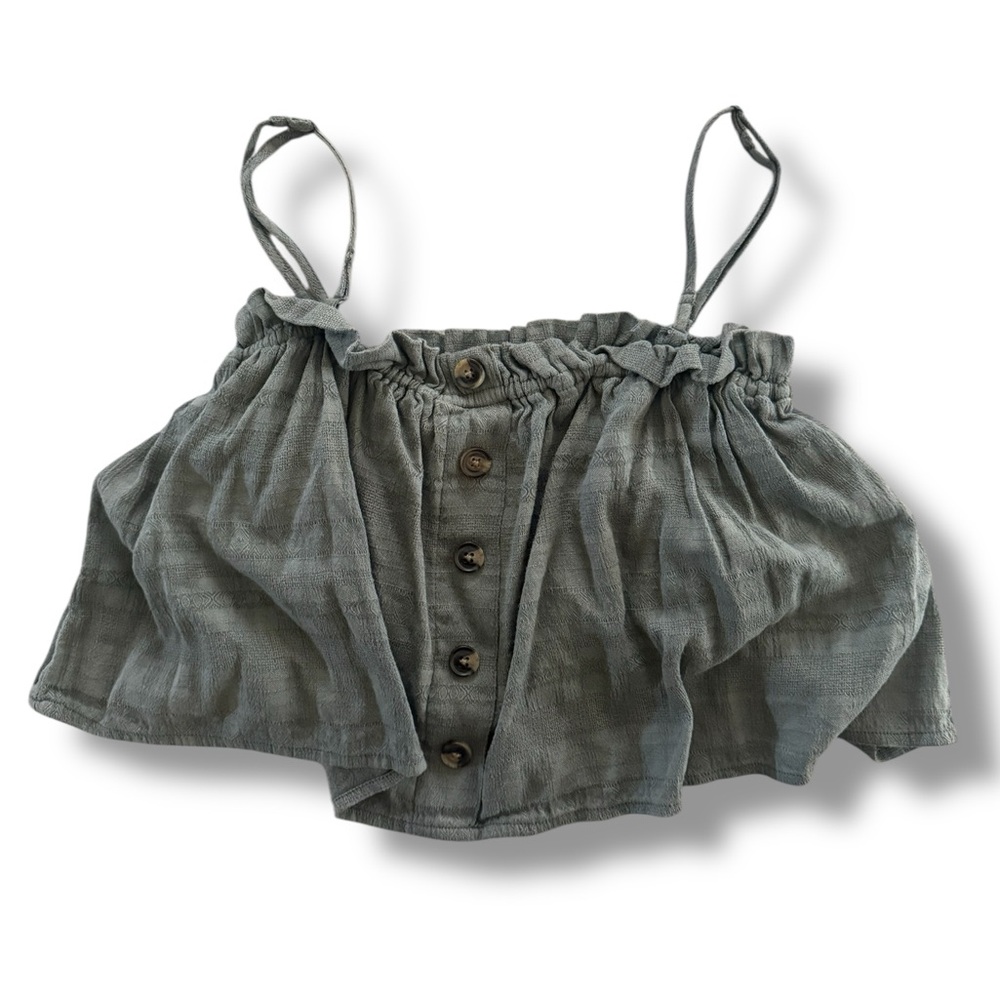 American Eagle Outfitters Sage Green Button-Front Crop Top